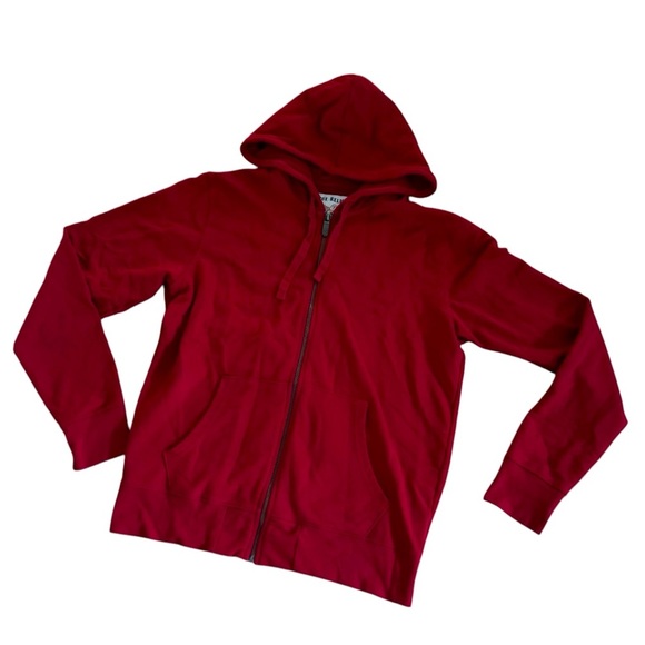 True Religion Red Hoodie Gold Logo Full Zip Long Sleeve L - Picture 2 of 7